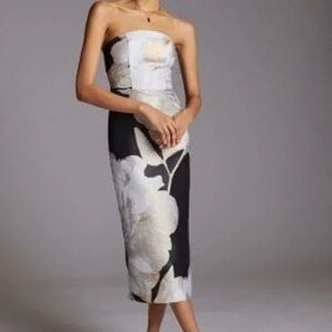 Anthropologie Eva Franco Strapless Floral Dress Sz 4